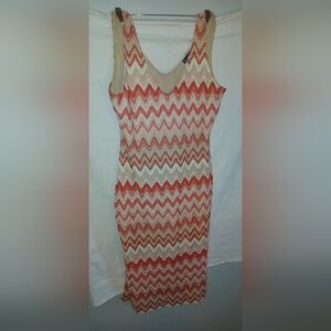 Fashion to Figure Zigzag Lace Dress in Red and Cream